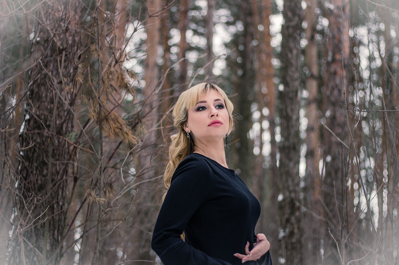 woman wearing winter dress